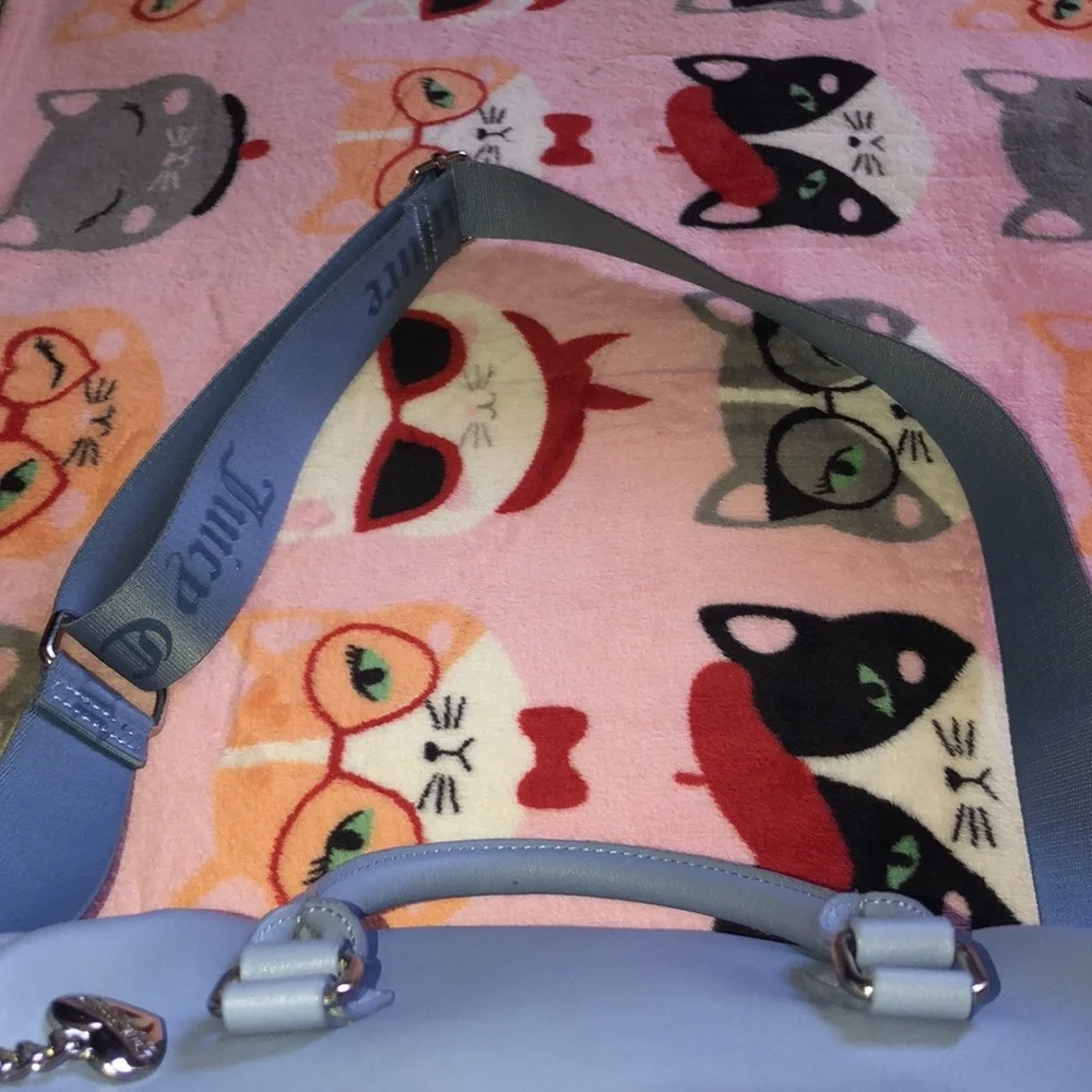 Juicy Couture Light Blue Rhinestone Logo Satchel